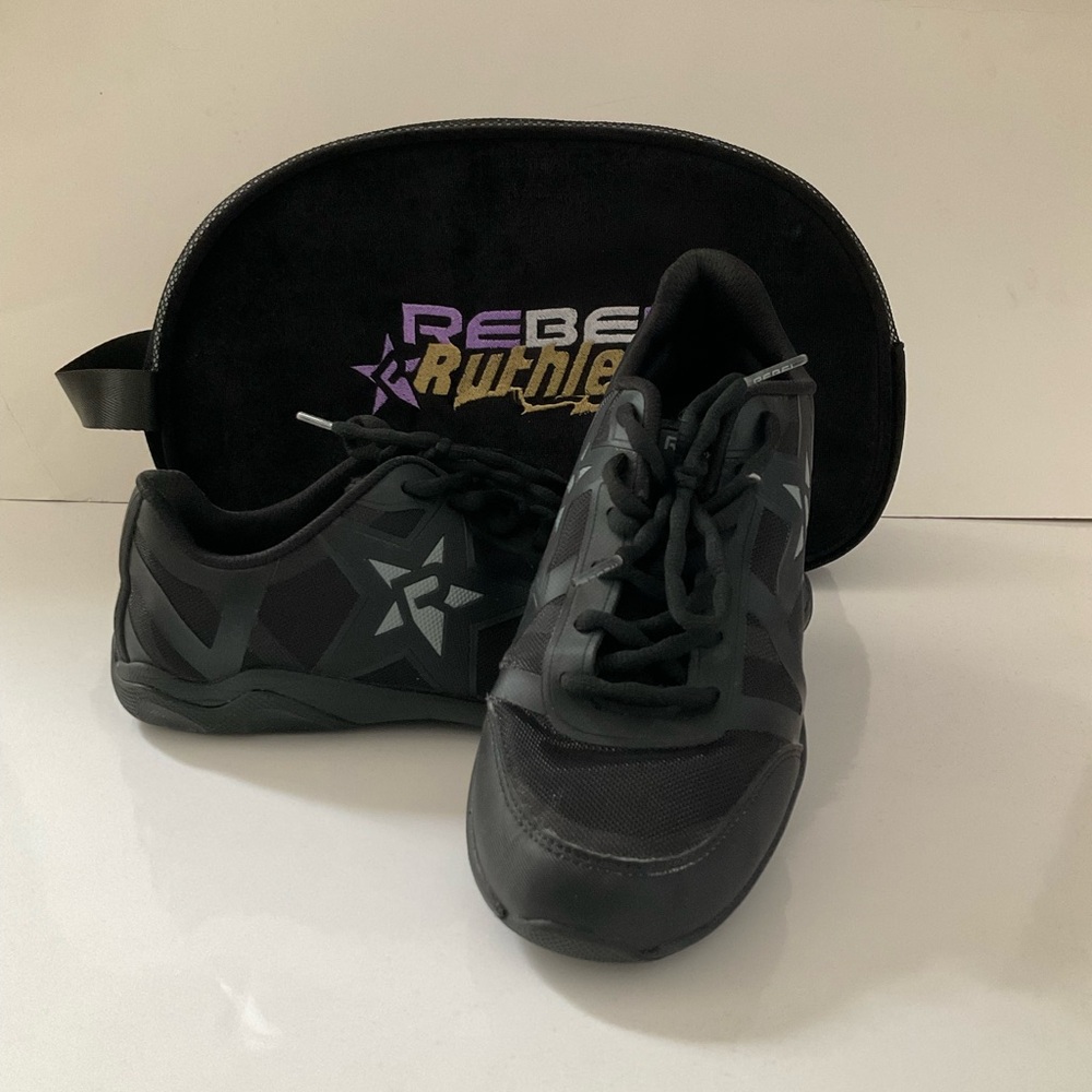 Rebel Ruthless Cheer Shoes Blackout with carrying pouch